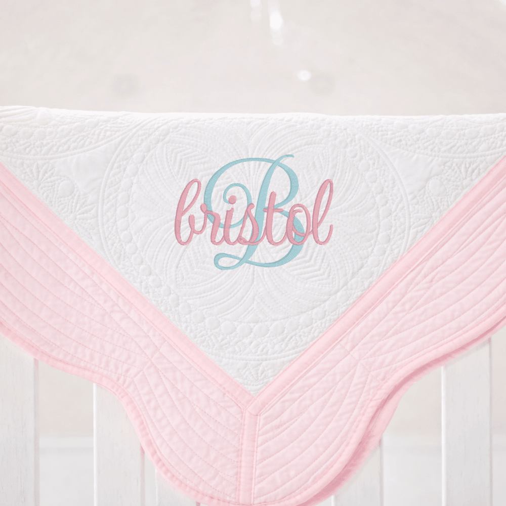 CeCe's Home & Gifts Monogrammed Heirloom Baby Quilt | Assorted Colors | CeCe's Home & Gifts