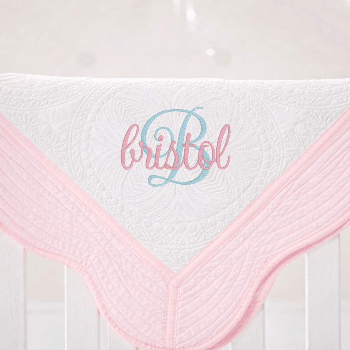 CeCe's Home & Gifts Monogrammed Heirloom Baby Quilt | Assorted Colors | CeCe's Home & Gifts