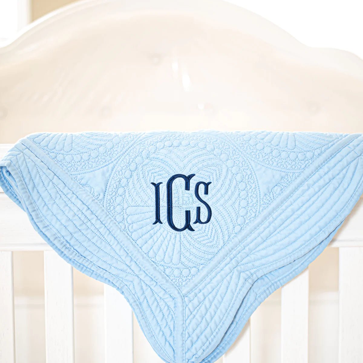 CeCe's Home & Gifts Monogrammed Heirloom Baby Quilt | Assorted Colors | CeCe's Home & Gifts