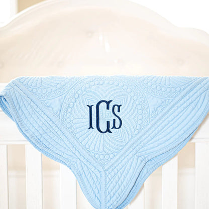 CeCe's Home & Gifts Monogrammed Heirloom Baby Quilt | Assorted Colors | CeCe's Home & Gifts