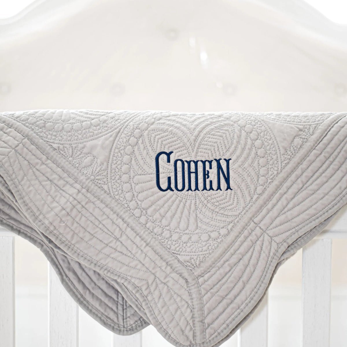 CeCe's Home & Gifts Monogrammed Heirloom Baby Quilt | Assorted Colors | CeCe's Home & Gifts