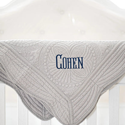 CeCe's Home & Gifts Monogrammed Heirloom Baby Quilt | Assorted Colors | CeCe's Home & Gifts