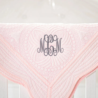 CeCe's Home & Gifts Monogrammed Heirloom Baby Quilt | Assorted Colors | CeCe's Home & Gifts