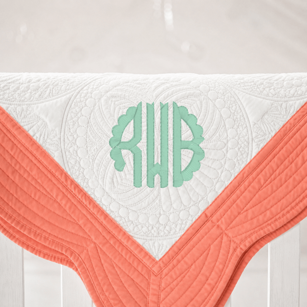 CeCe's Home & Gifts Monogrammed Heirloom Baby Quilt | Assorted Colors | CeCe's Home & Gifts