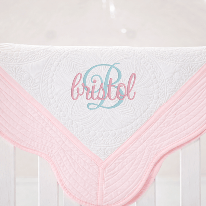 CeCe's Home & Gifts Monogrammed Heirloom Baby Quilt | Assorted Colors | CeCe's Home & Gifts
