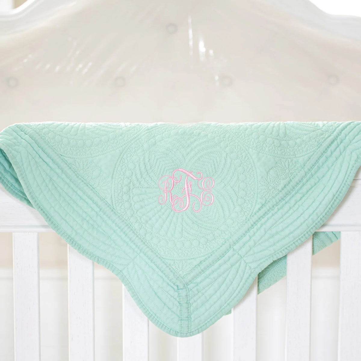 CeCe's Home & Gifts Monogrammed Heirloom Baby Quilt | Assorted Colors | CeCe's Home & Gifts