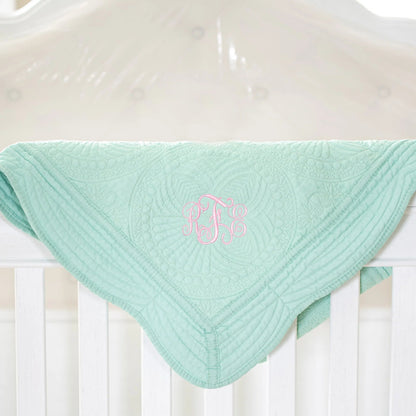 CeCe's Home & Gifts Monogrammed Heirloom Baby Quilt | Assorted Colors | CeCe's Home & Gifts