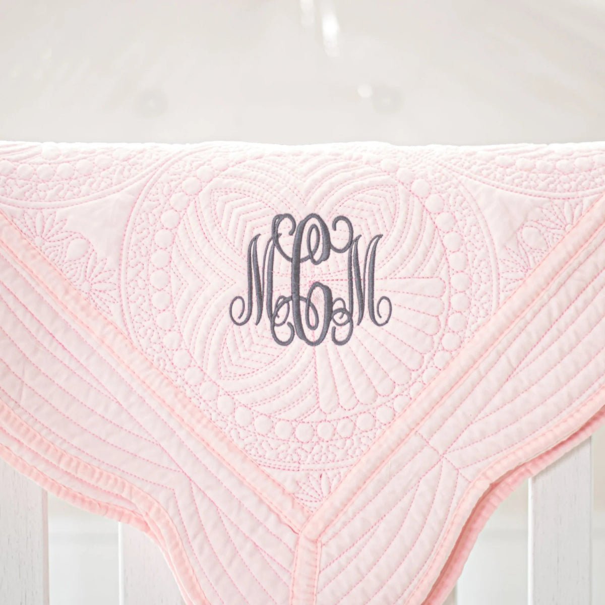 CeCe's Home & Gifts Monogrammed Heirloom Baby Quilt | Assorted Colors | CeCe's Home & Gifts
