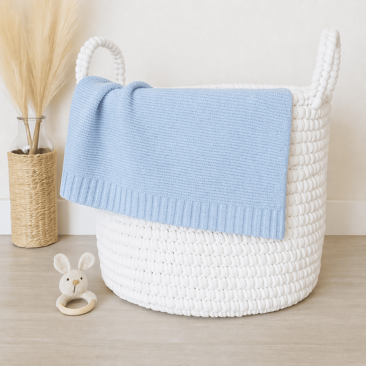 Doodlebugs by CeCe Monogrammed Light Blue Cotton Baby Blanket | CeCe's Home & Gifts