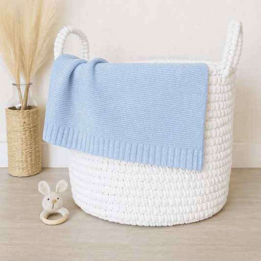 Doodlebugs by CeCe Monogrammed Light Blue Cotton Baby Blanket | CeCe's Home & Gifts