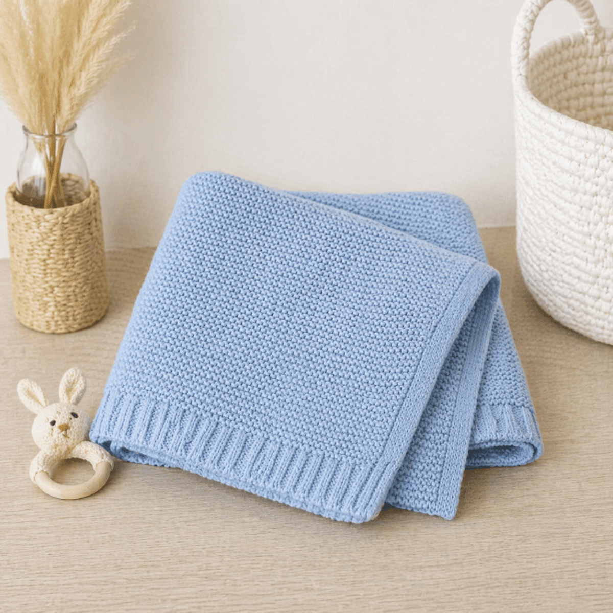 Doodlebugs by CeCe Monogrammed Light Blue Cotton Baby Blanket | CeCe's Home & Gifts