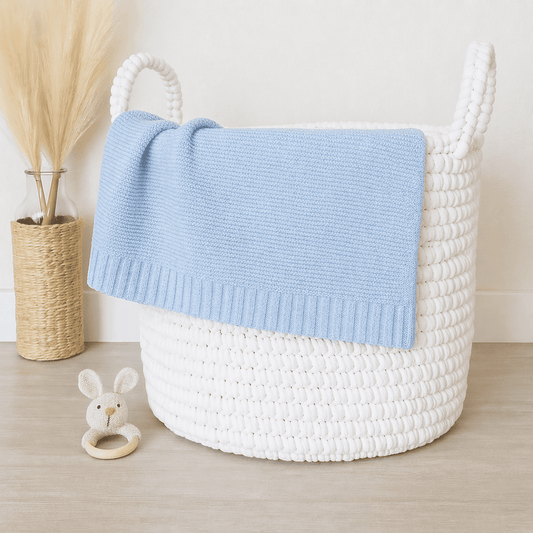 Doodlebugs by CeCe Monogrammed Light Blue Cotton Baby Blanket | CeCe's Home & Gifts