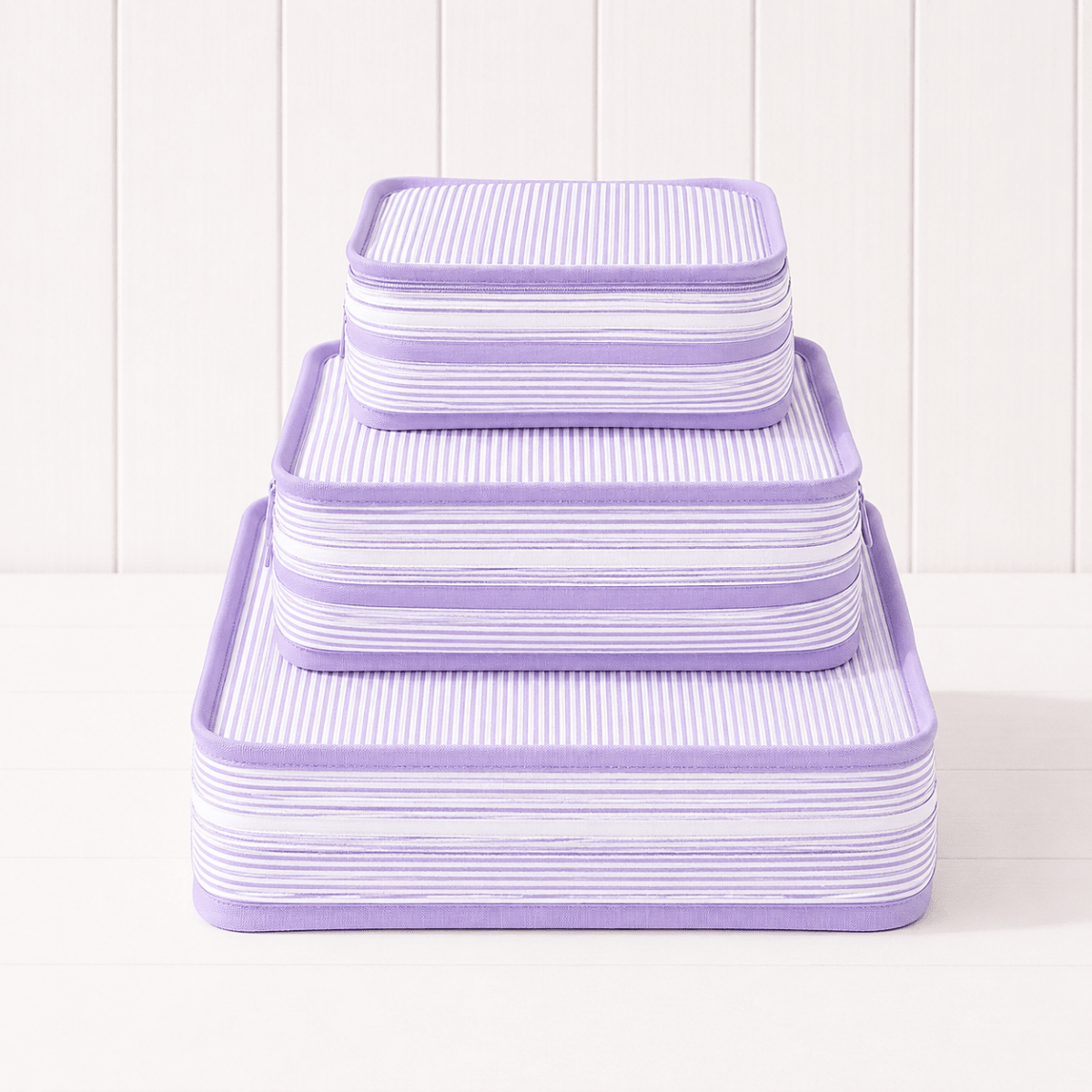 Oh Mint! Monogrammed Lilac Seersucker Stacking Set | CeCe's Home & Gifts