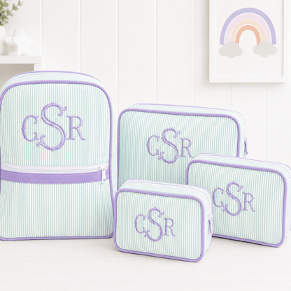Oh Mint! Monogrammed Mermaid Seersucker Stacking Set | CeCe's Home & Gifts