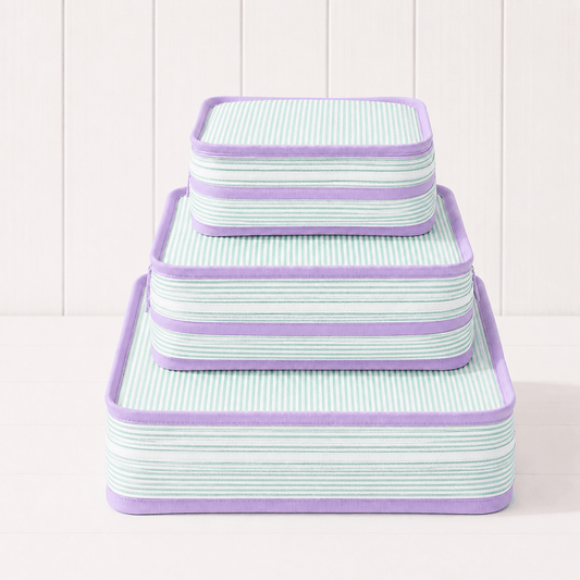 Oh Mint! Monogrammed Mermaid Seersucker Stacking Set | CeCe's Home & Gifts