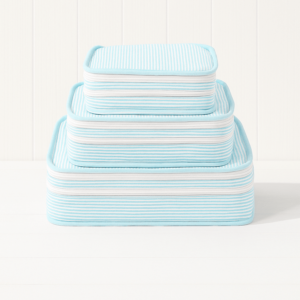 Oh Mint! Monogrammed Mint Seersucker Stacking Set | CeCe's Home & Gifts