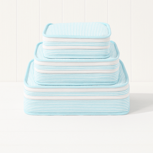 Oh Mint! Monogrammed Mint Seersucker Stacking Set | CeCe's Home & Gifts