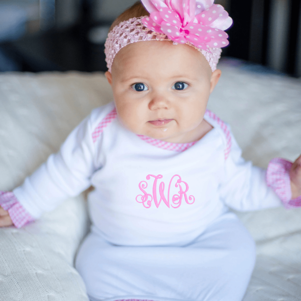 CeCe's Home & Gifts Monogrammed Pink Gingham Ruffle Day Gown | CeCe's Home & Gifts
