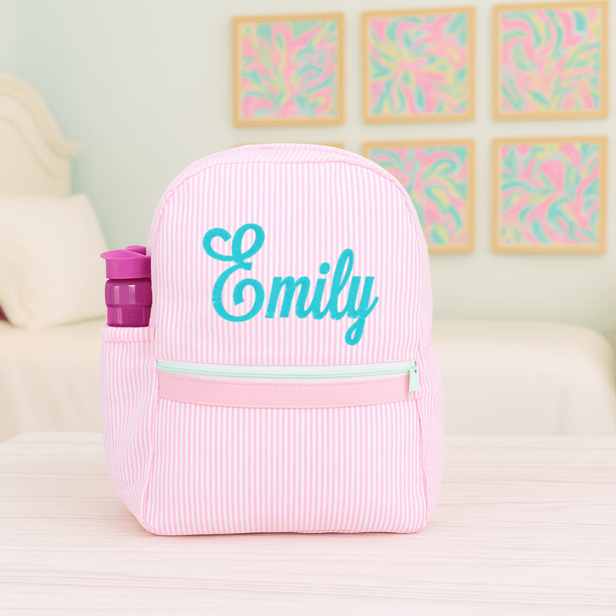 Oh Mint! Monogrammed Pink Medium Backpack | CeCe's Home & Gifts