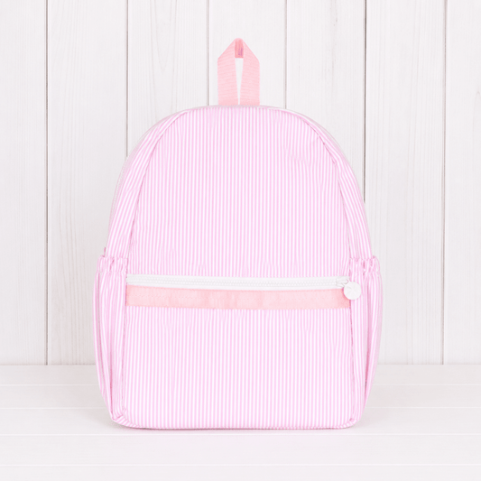 Oh Mint! Monogrammed Pink Preppy Stripe Wipeable Medium Backpack | CeCe's Home & Gifts