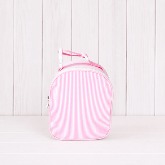 Oh Mint! Monogrammed Pink Preppy Striped Wipeable Lunch BOx | CeCe's Home & Gifts