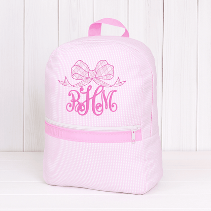 Oh Mint! Monogrammed Pink Stripe Wipeable Small Backpack | CeCe's Home & Gifts