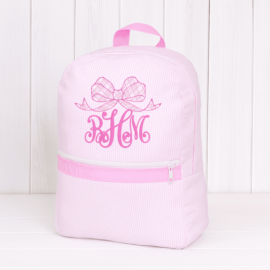 Oh Mint! Monogrammed Pink Stripe Wipeable Small Backpack | CeCe's Home & Gifts