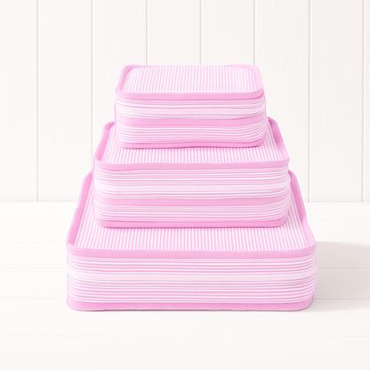 Oh Mint! Monogrammed Pink & White Seersucker Stacking Set | CeCe's Home & Gifts