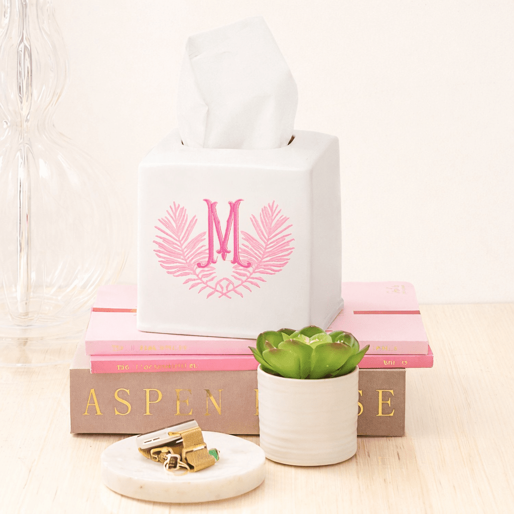 CeCe's Home Monogrammed Porcelain Tissue Box Cover | CeCe's Home & Gifts