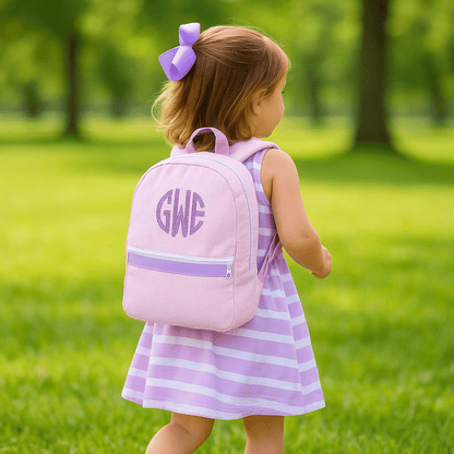 Oh Mint! Monogrammed Princess Seersucker Small Backpack | CeCe's Home & Gifts