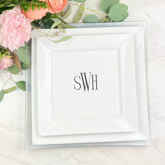 Monogrammed Square Porcelain Dinnerware - CeCe's Home & Gifts
