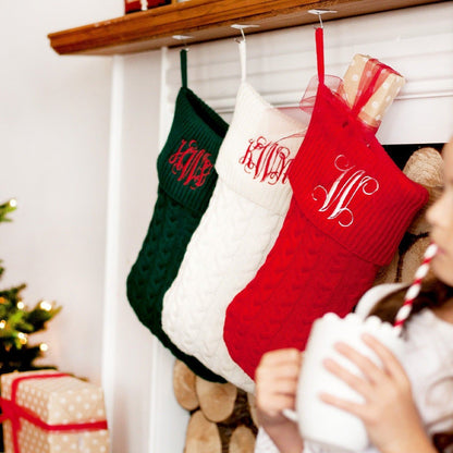 Viv & Lou Monogrammed Viv & Lou Cable Knit Stocking | CeCe's Home & Gifts