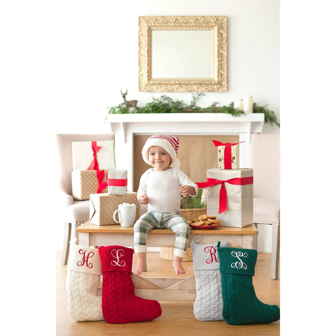 Viv & Lou Monogrammed Viv & Lou Cable Knit Stocking | CeCe's Home & Gifts