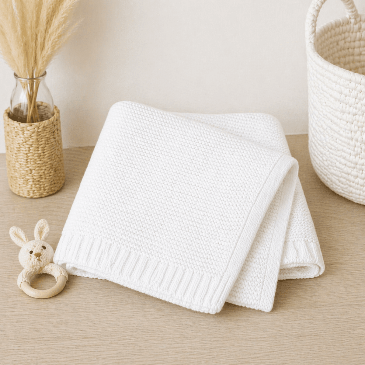 Doodlebugs by CeCe Monogrammed White Cotton Baby Blanket | CeCe's Home & Gifts