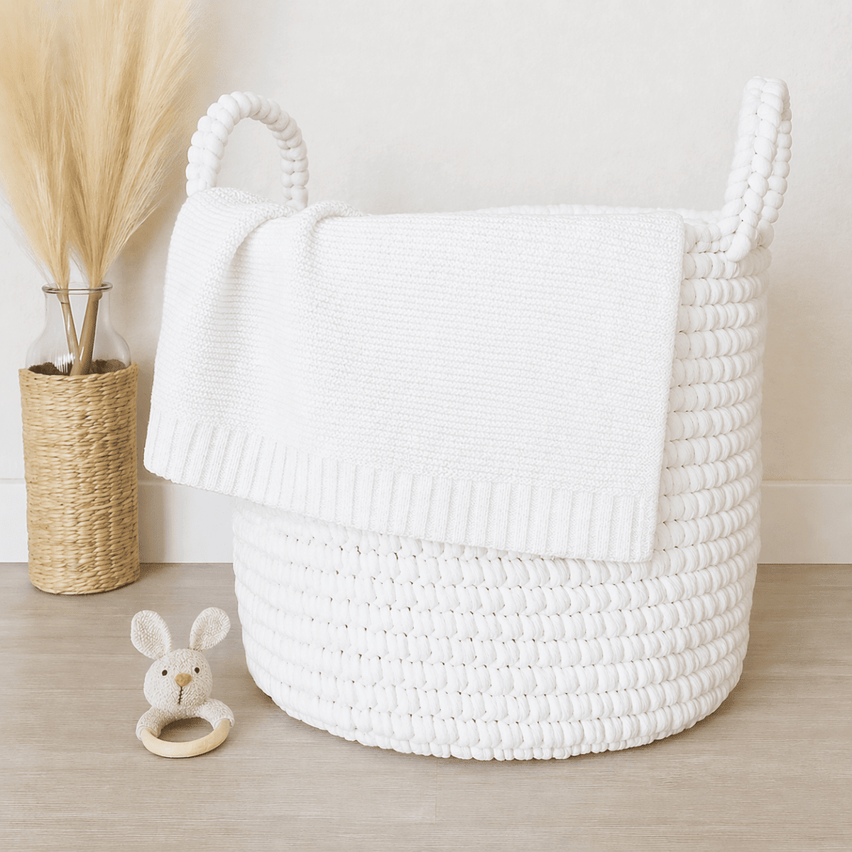 Doodlebugs by CeCe Monogrammed White Cotton Baby Blanket | CeCe's Home & Gifts