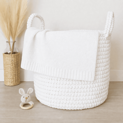 Doodlebugs by CeCe Monogrammed White Cotton Baby Blanket | CeCe's Home & Gifts