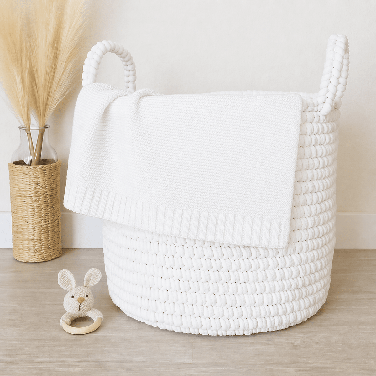 Doodlebugs by CeCe Monogrammed White Cotton Baby Blanket | CeCe's Home & Gifts