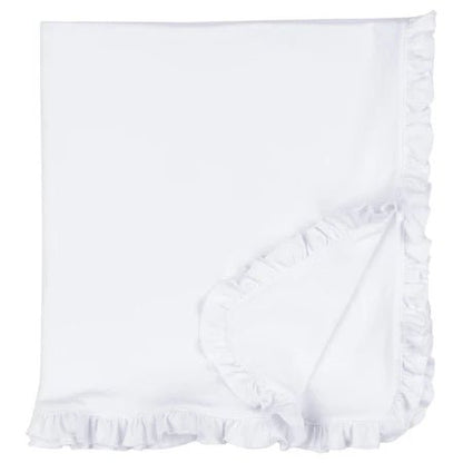 CeCe's Home & Gifts Monogrammed White Ruffled Receiving Blanket | CeCe's Home & Gifts