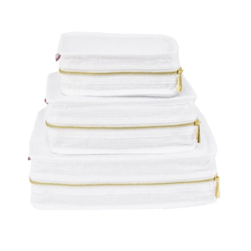 Oh Mint! Monogrammed White Seersucker Stacking Set | CeCe's Home & Gifts