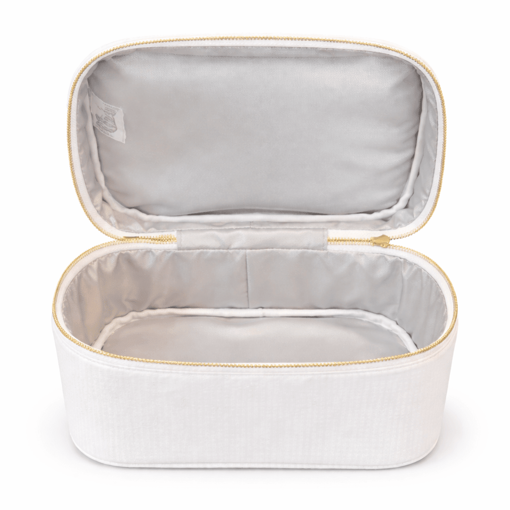 Oh Mint! Monogrammed White Seersucker Train Case | CeCe's Home & Gifts