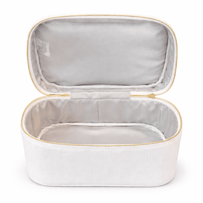 Oh Mint! Monogrammed White Seersucker Train Case | CeCe's Home & Gifts