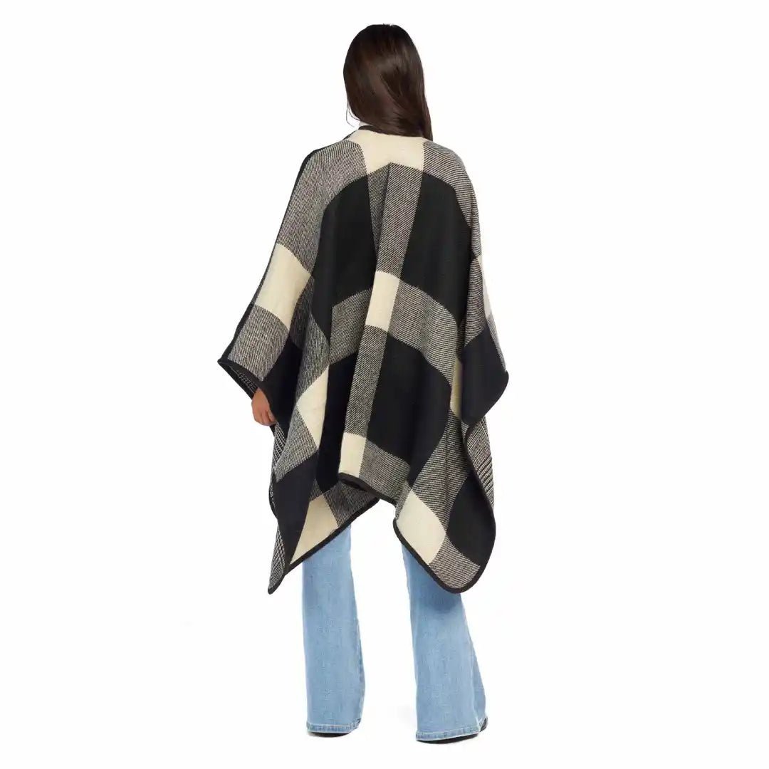 Mud Pie Black Buffalo Check Poncho Wrap - CeCe's Home & Gifts