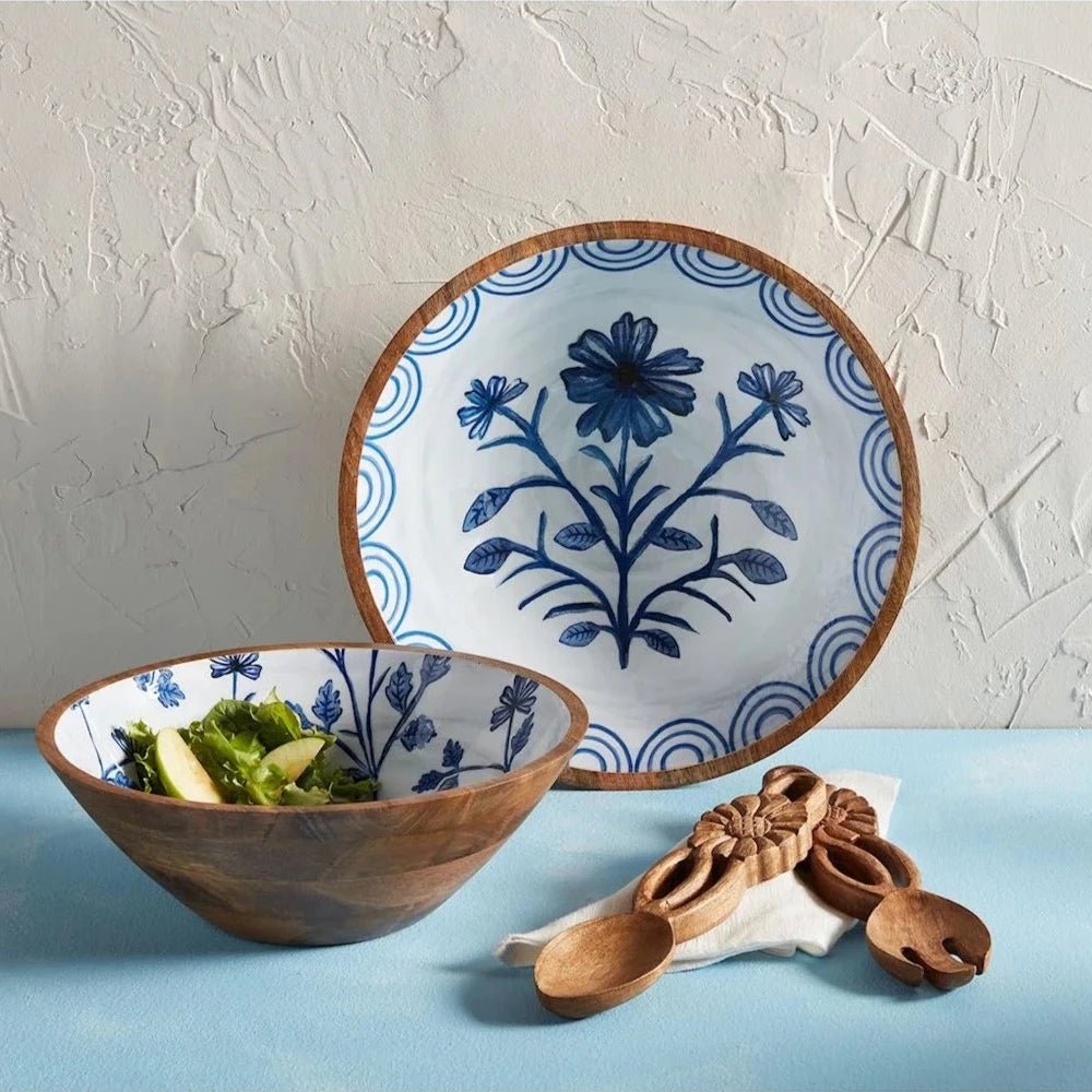 Mud Pie Mud Pie Blue Floral Enamel Bowl | CeCe's Home & Gifts