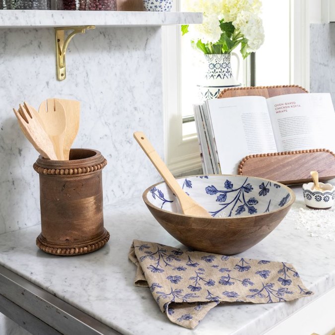 Mud Pie Mud Pie Blue Floral Enamel Bowl | CeCe's Home & Gifts