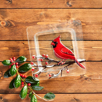 Mud Pie Mud Pie Cardinal Glass Plate | CeCe's Home & Gifts