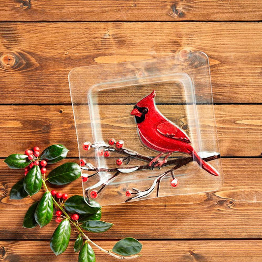 Mud Pie Mud Pie Cardinal Glass Plate | CeCe's Home & Gifts