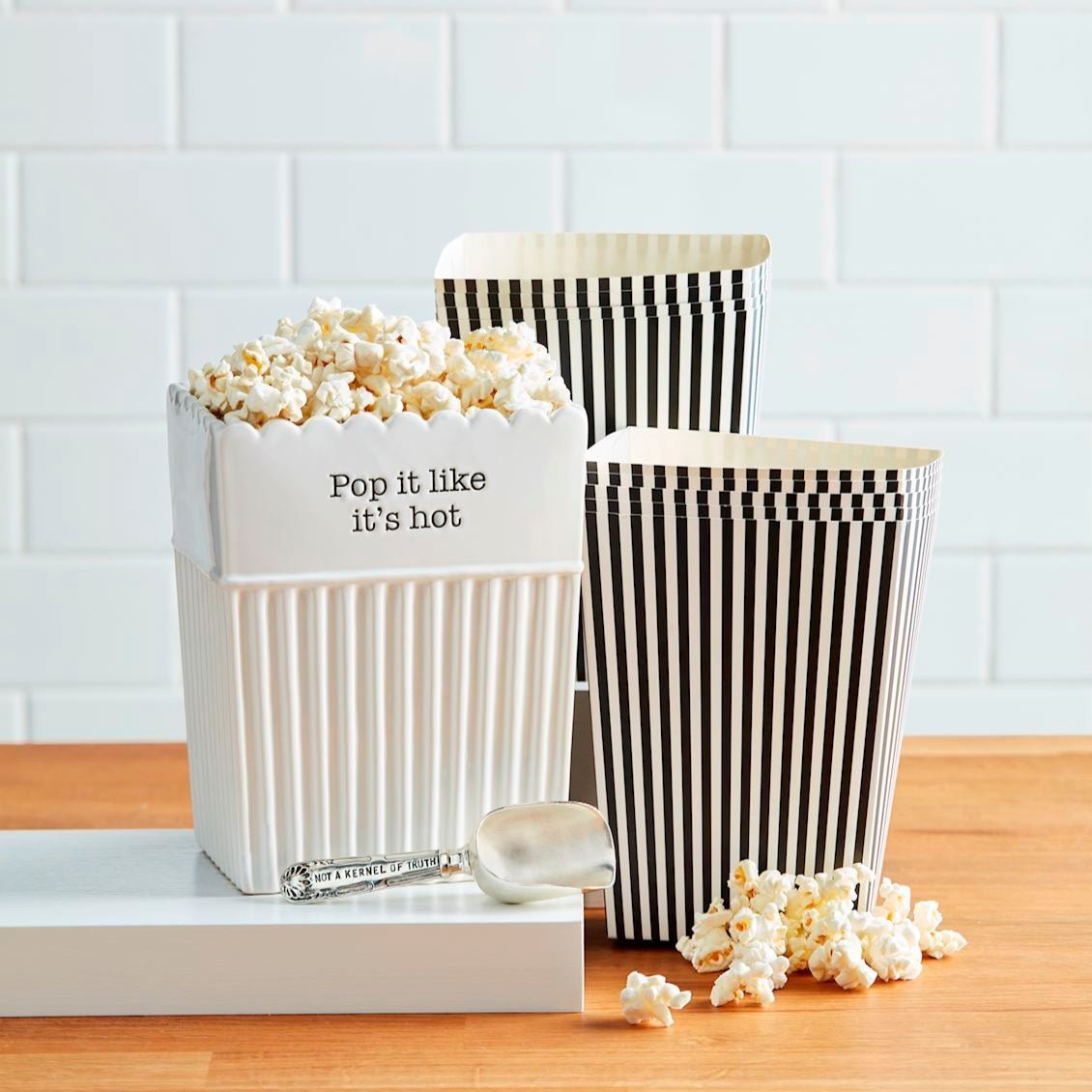 Mud Pie Mud Pie Ceramic Popcorn Bucket & Bag Set | CeCe's Home & Gifts