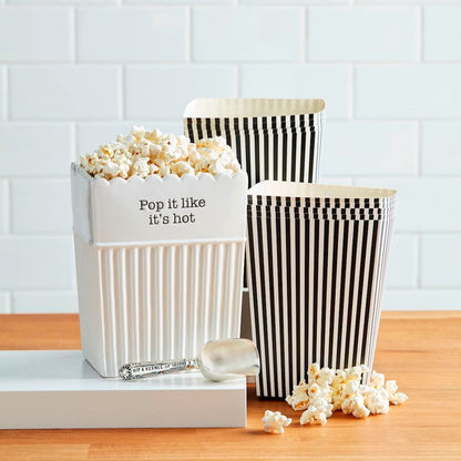 Mud Pie Mud Pie Ceramic Popcorn Bucket & Bag Set | CeCe's Home & Gifts