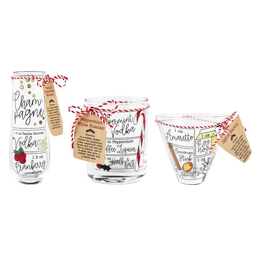 Mud Pie Mud Pie Christmas Cocktail Recipe Glasses | CeCe's Home & Gifts