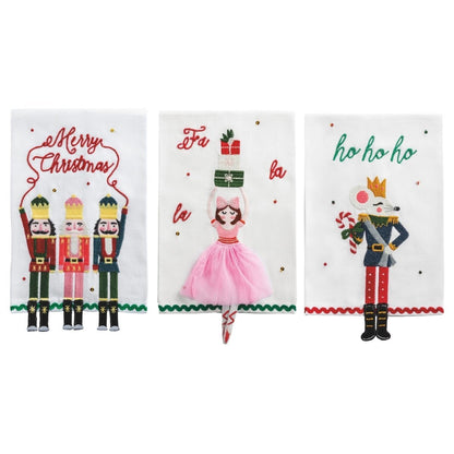 Mud Pie Mud Pie Christmas Dangle Embroidery Towel - 3 Styles | CeCe's Home & Gifts